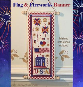 Flag & Fireworks Banner
