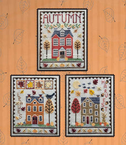 Autumn House Trio- Cross Stitch Pattern ( Waxing Moon Designs )
