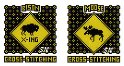 Bison & Moose Cross-Stitching